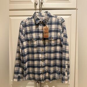 Faherty Navy and Cream Checkered Shirt